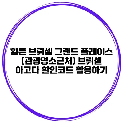 힐튼 브뤼셀 그랜드 플레이스 (관광명소근처) 브뤼셀 아고다 할인코드 활용하기