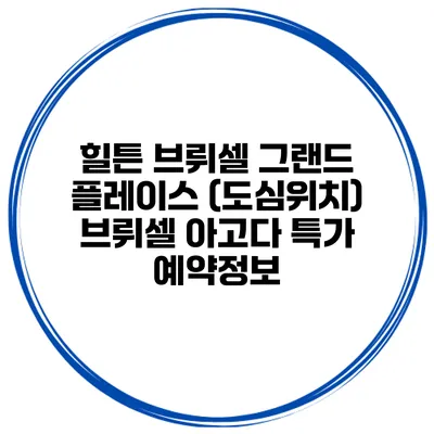 힐튼 브뤼셀 그랜드 플레이스 (도심위치) 브뤼셀 아고다 특가 예약정보