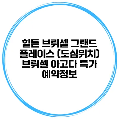 힐튼 브뤼셀 그랜드 플레이스 (도심위치) 브뤼셀 아고다 특가 예약정보