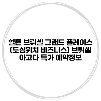 힐튼 브뤼셀 그랜드 플레이스 (도심위치 비즈니스) 브뤼셀 아고다 특가 예약정보